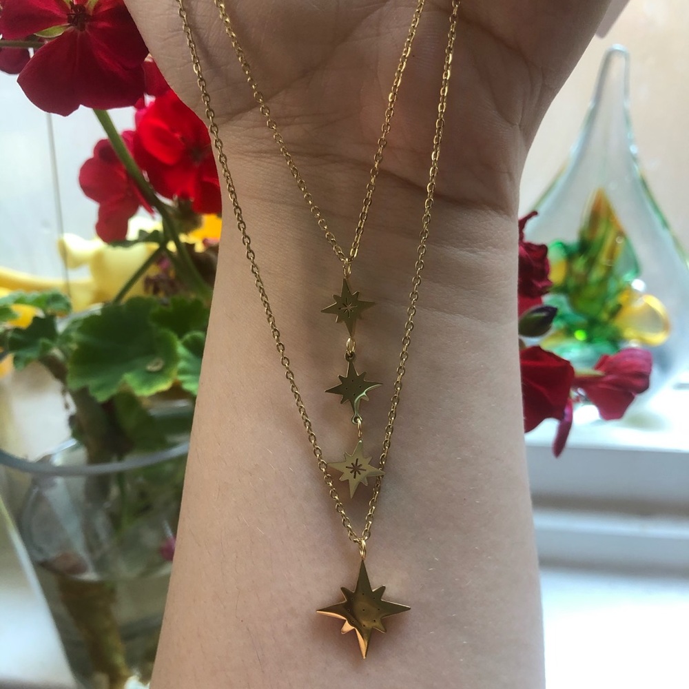 etoiles Long layered star necklace